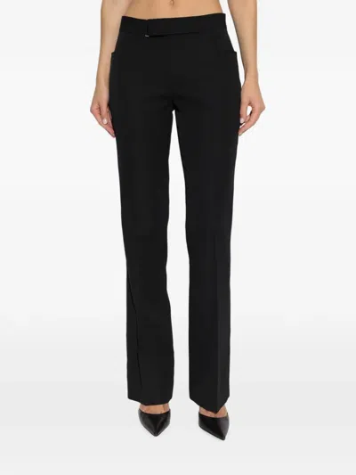 Balmain Belted Wool Trousers In Blue