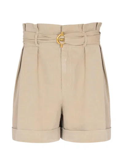 Balmain Belted-waist Tailored Shorts In Neutral