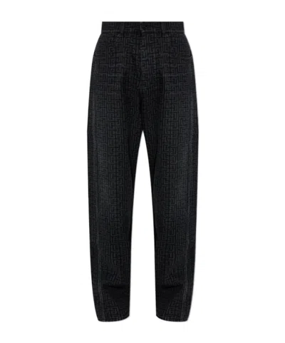 Balmain Monogram-print Jeans In Multi