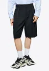 Balmain Bermuda Tailored Wool Shorts In Black