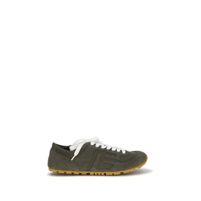Balmain Bicolor Calf Leather Bos Taurus Athletic Sneakers In Green