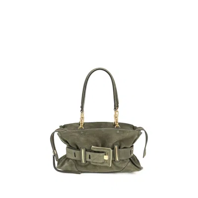 Balmain Bicolor Calf Leather Bos Taurus Handbag In Green