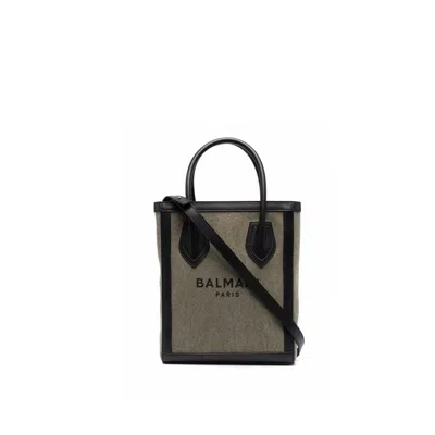 Balmain Bicolor Cotton Tote Bag In Green
