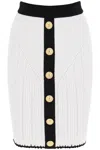 Balmain Bicolor Knit Midi Skirt With Embossed Buttons In Multicolor