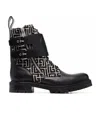 Balmain Bicolor Smooth And Monogram Jacquard Phil Ranger Ankle Boots In Black