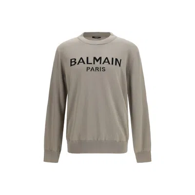 Balmain Bicolor Wool Oves Aries Sweatshirt In Gray