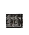 Balmain Monogram Canvas Wallet In Black