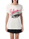 Balmain Women's Boatneck Eye Print Top In White