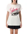 Balmain Women's Boatneck Eye Print Top In White