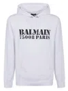 Balmain Contrasting Logo Print Cotton Hoodie In White