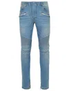 Balmain Slim-fit Biker Ribbed Jeans In Blue