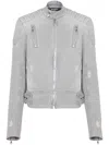 Balmain Biker Denim Jacket In Grau