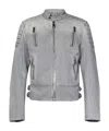 Balmain Biker Denim Jacket In Gray