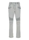 Balmain Light Blue Skinny Jeans With Logo Patch And Ribbed Knees In Light Blue