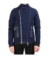 Balmain Biker Double Zip Jacket In Blue