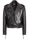Balmain Textured Leather Biker Jacket In Black