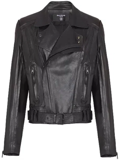 Balmain Biker Jacket Clothing In Black