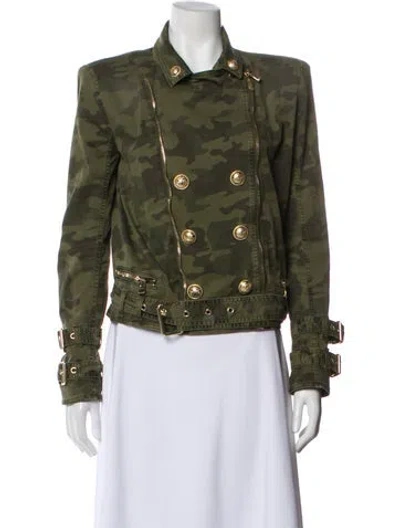 Pre-owned Balmain Biker Jacket In Green