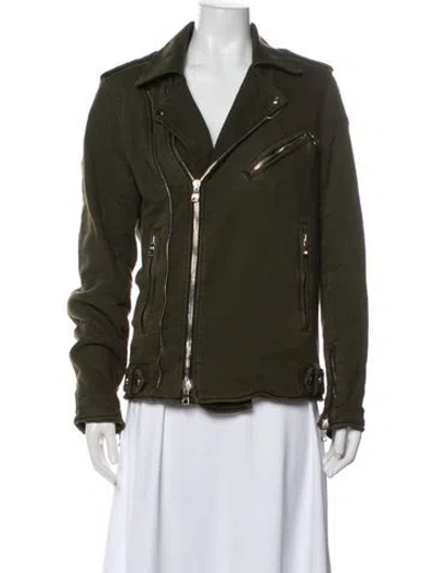 Pre-owned Balmain Biker Jacket In Green