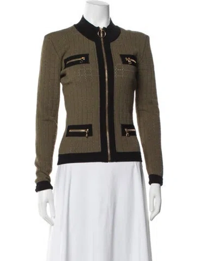 Pre-owned Balmain Biker Jacket In Green