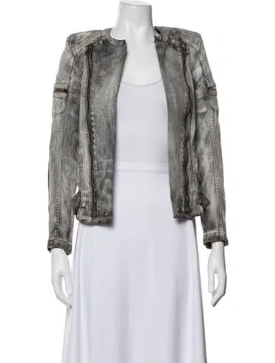 Pre-owned Balmain Biker Jacket In Grey
