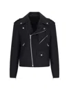 Balmain Felted Wool Biker Jacket In Noir