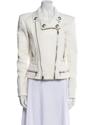 Pre-owned Balmain Biker Jacket In White
