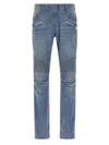 Balmain Slim-fit Biker Ribbed Jeans In Blue