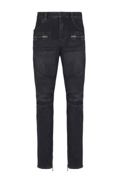 Balmain Biker Jeans In Black