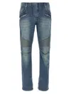 Balmain Slim-fit Biker Ribbed Jeans In Blue