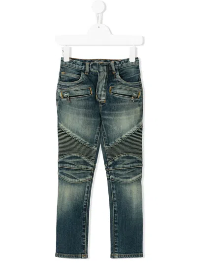 Balmain Biker Jeans In Blue
