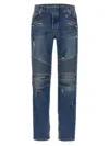 Balmain Light Blue Biker Jeans With Zip And Rips