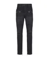 Balmain Regular Biker Denim Pants In Black