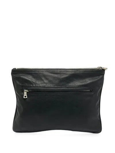 Pre-owned Balmain Biker Leather Clutch Bag In Black