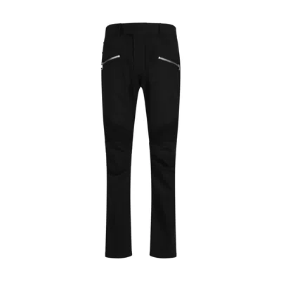 Balmain Slim Cut Ripped Cotton Jeans In Black