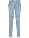 Balmain Slim-fit Biker Ribbed Jeans In Blue
