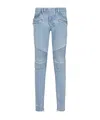 Balmain Slim-fit Biker Ribbed Jeans In Blue