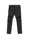 Balmain Biker Panelled Jeans In Black