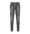 Balmain Straight Trousers With Distressed Finish And Zip Pockets In Gray