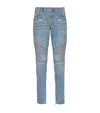 Balmain Slim-fit Biker Ribbed Jeans In Blue