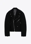 Balmain Wool Felt Biker Jacket In In Black