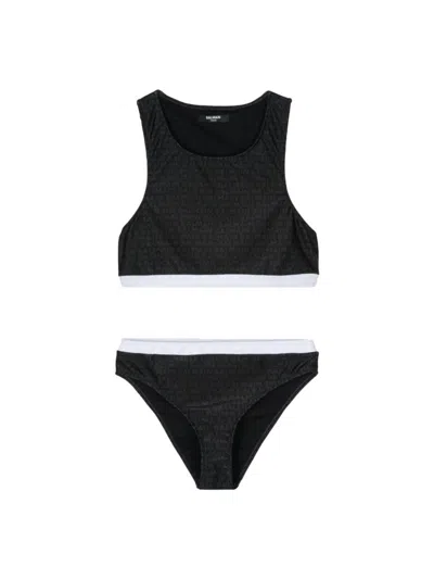 Balmain Kids' Logo-print Bikini In Black