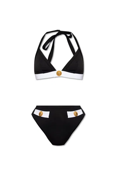 Balmain Two-piece Swimming Costume With Buttons In Black