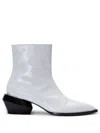 Balmain Patent Leather Billy Ankle Boots In White