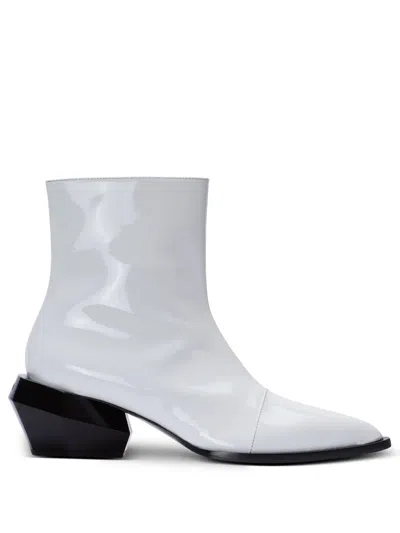Balmain Patent Leather Billy Ankle Boots In White