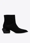 Balmain Billy Suede Ankle Boots In Black