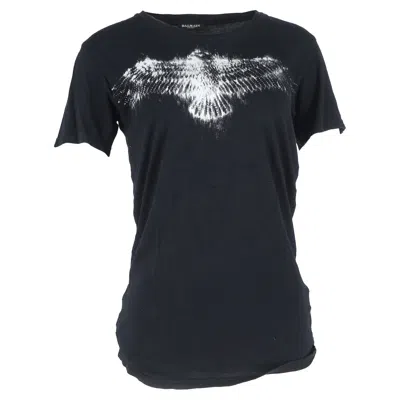 Balmain Bird Print T-shirt In Black Cotton