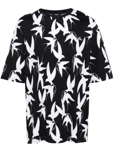 Balmain Bird-print T-shirt White/black