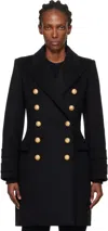 Balmain Black 10-buttons Wool & Cashmere Coat In Black