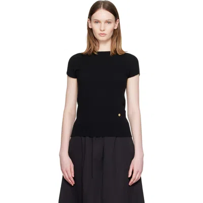 Balmain Black Short Sleeve Cashmere Sweater